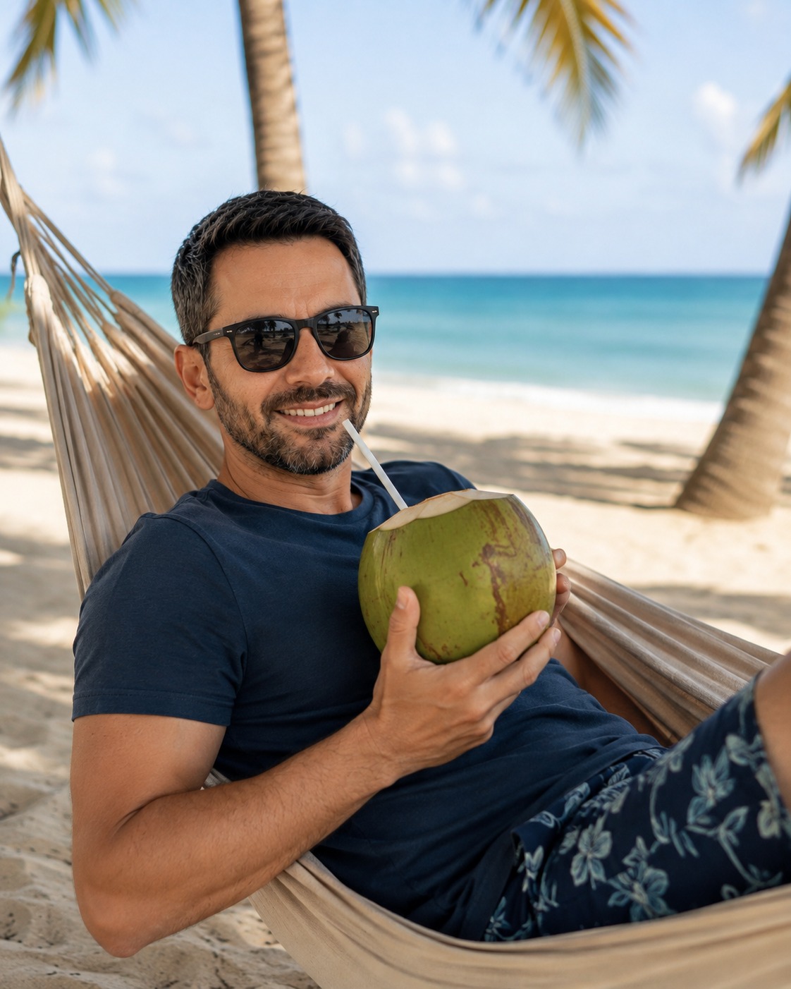 Empresário relaxado na praia